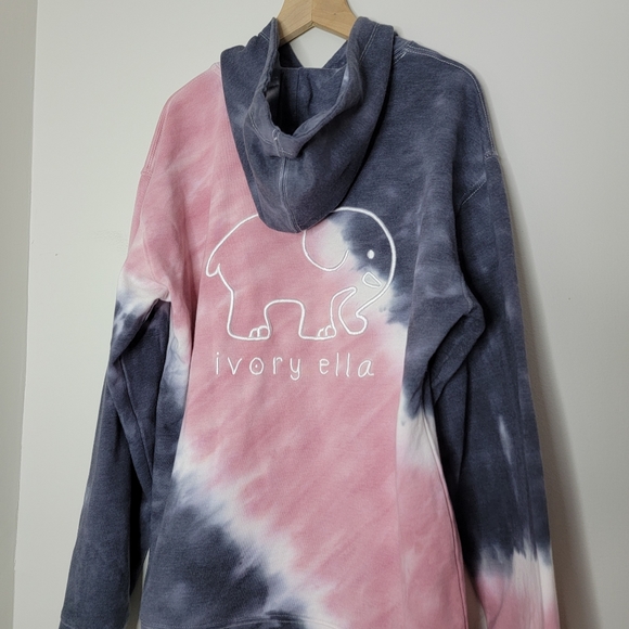 Ivory Ella Pink Gray Tie Dye Hoodie 